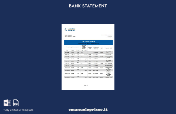 stile verificato Modello word di estratto conto bancario per alloggi Yemen